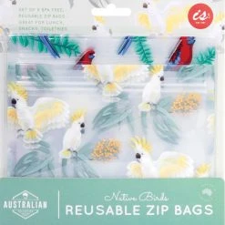 IsAlbi Australian Native Birds Reusable Zip Snack Bags | Set Of 8