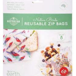 IsAlbi Australian Native Birds Reusable Zip Snack Bags | Set Of 8