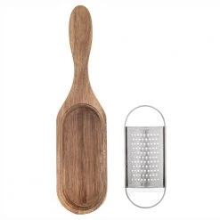 IsAlbi Acacia Wood Hand Held Grater With Holder Foodie
