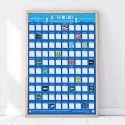 William Valentine Travel Gifts 100 Fish To Catch Bucket List Scratch Poster
