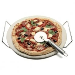 IsAlbi Round Pizza Stone Set With Rack And Cutter BBQ Gifts 9 IsAlbi Round Pizza Stone Set With Rack And Cutter BBQ Gifts
