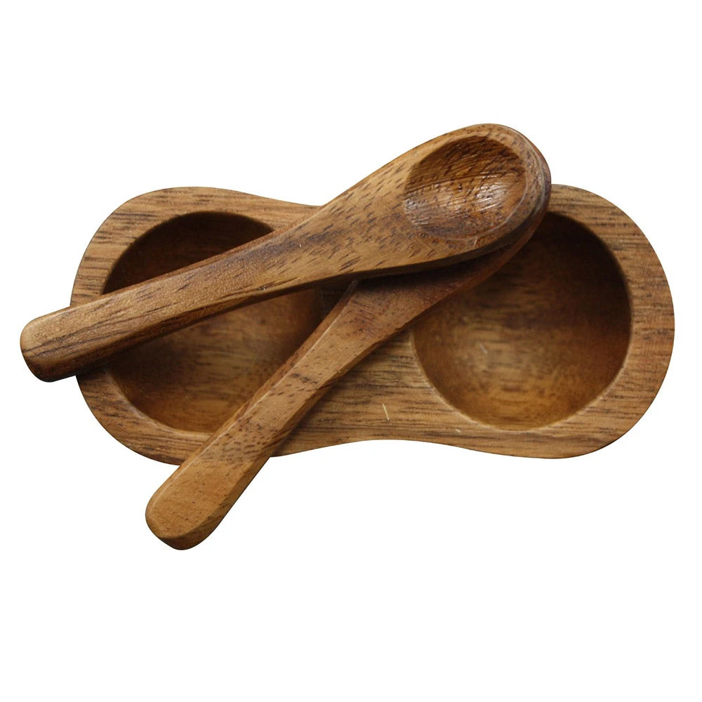 Darlin Foodie Acacia Condiment Set With Mini Spoons 5 Darlin Foodie Acacia Condiment Set With Mini Spoons