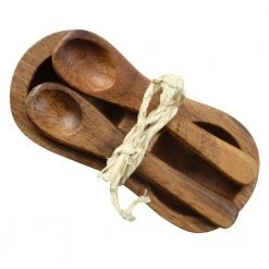 Darlin Foodie Acacia Condiment Set With Mini Spoons