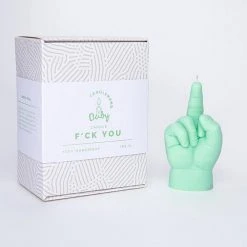 Little Global Naughty Gifts Handmade F*ck You Baby Hand Candle | Green