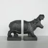 White Moose Black Roaring Hippo Bookend Set 1 White Moose Black Roaring Hippo Bookend Set