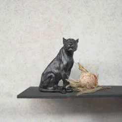 Black Sitting Lioness Decor | White Moose