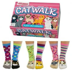 Outliving Cat Walk Purrfect Ladies 6 Odd Socks Gift Set
