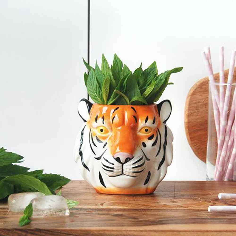 Ceramic Tiger Planter Pot | White Moose Gifts For Sisters 3 Ceramic Tiger Planter Pot | White Moose Gifts For Sisters