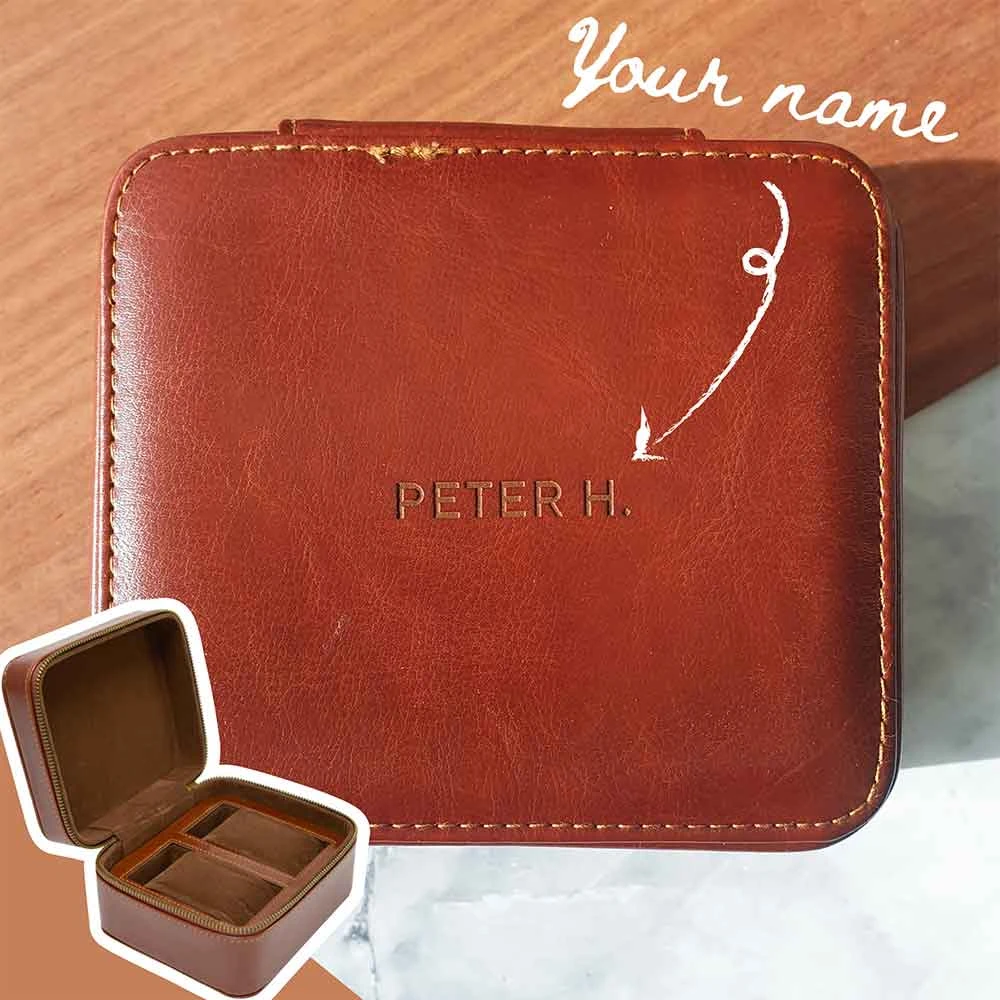 Yellow Octopus Personalised Personalised Vegan Leather Watch Case - Name 3 Yellow Octopus Personalised Personalised Vegan Leather Watch Case - Name