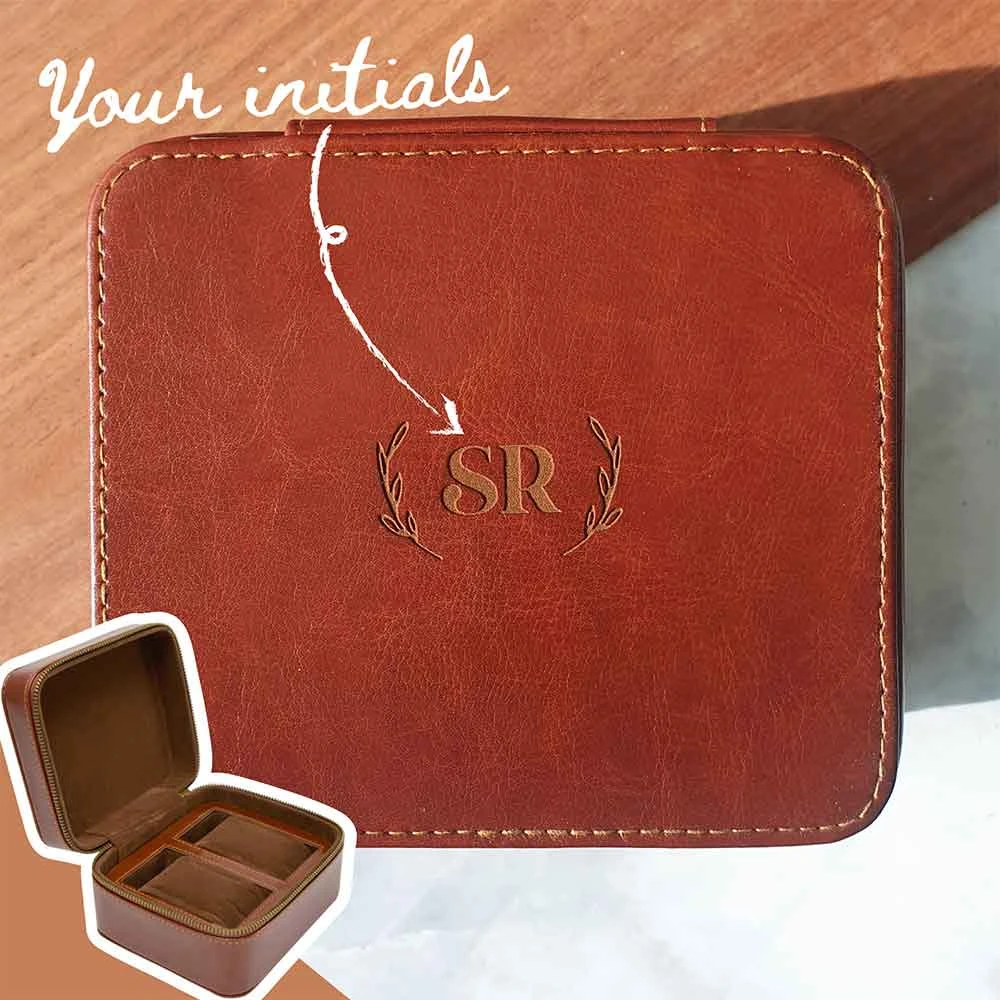 Yellow Octopus Personalised Personalised Birthday Gifts Personalised Vegan Leather Watch Case - Initials 3 Yellow Octopus Personalised Personalised Birthday Gifts Personalised Vegan Leather Watch Case - Initials