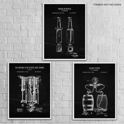 Yellow Octopus Exclusives - Prints Beer Patent Prints Wall Art | Set Of 3