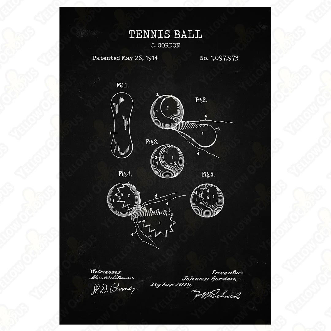 Yellow Octopus Exclusives - Prints Man Cave Gifts Tennis Patent Prints Wall Art | Set Of 3 7 Yellow Octopus Exclusives - Prints Man Cave Gifts Tennis Patent Prints Wall Art | Set Of 3