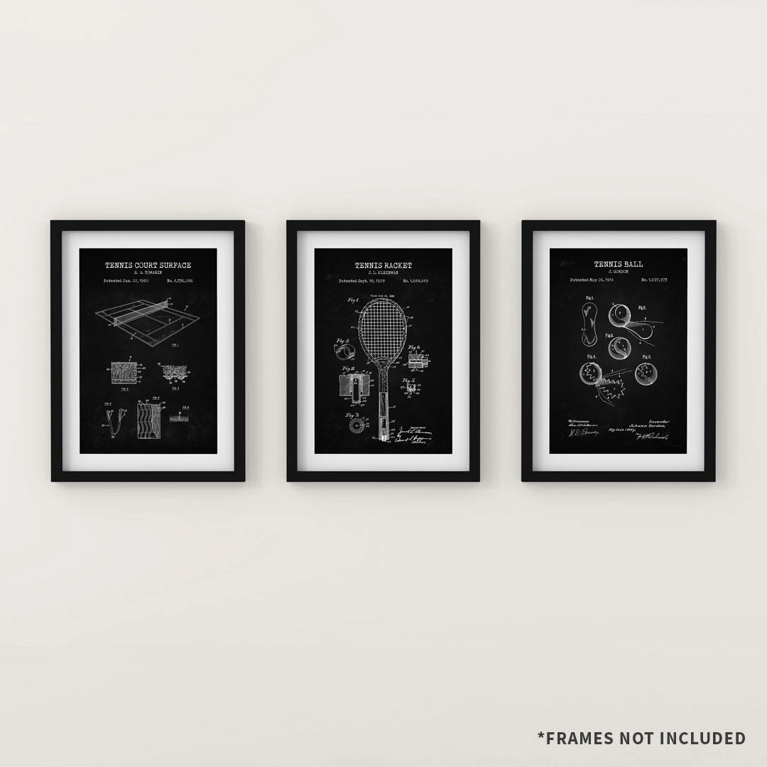 Yellow Octopus Exclusives - Prints Man Cave Gifts Tennis Patent Prints Wall Art | Set Of 3 8 Yellow Octopus Exclusives - Prints Man Cave Gifts Tennis Patent Prints Wall Art | Set Of 3