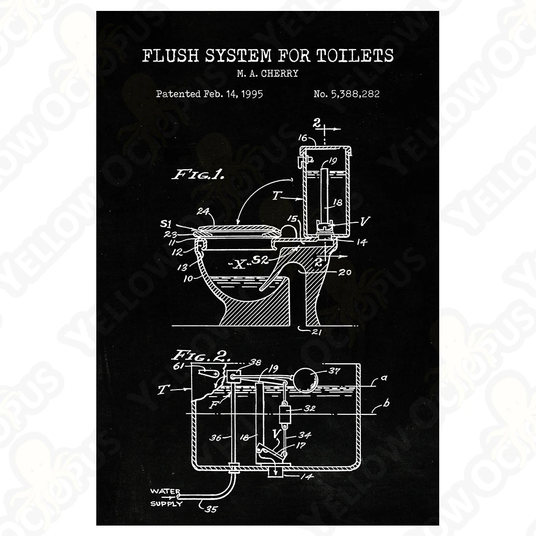 Yellow Octopus Exclusives - Prints Man Cave Gifts Toilet Patent Prints Wall Art | Set Of 3 6 Yellow Octopus Exclusives - Prints Man Cave Gifts Toilet Patent Prints Wall Art | Set Of 3