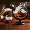 Outliving World Globe Whiskey Decanter With 2 Glasses
