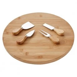 Ladelle Spinning Lazy Susan Serving Board & Knives Set