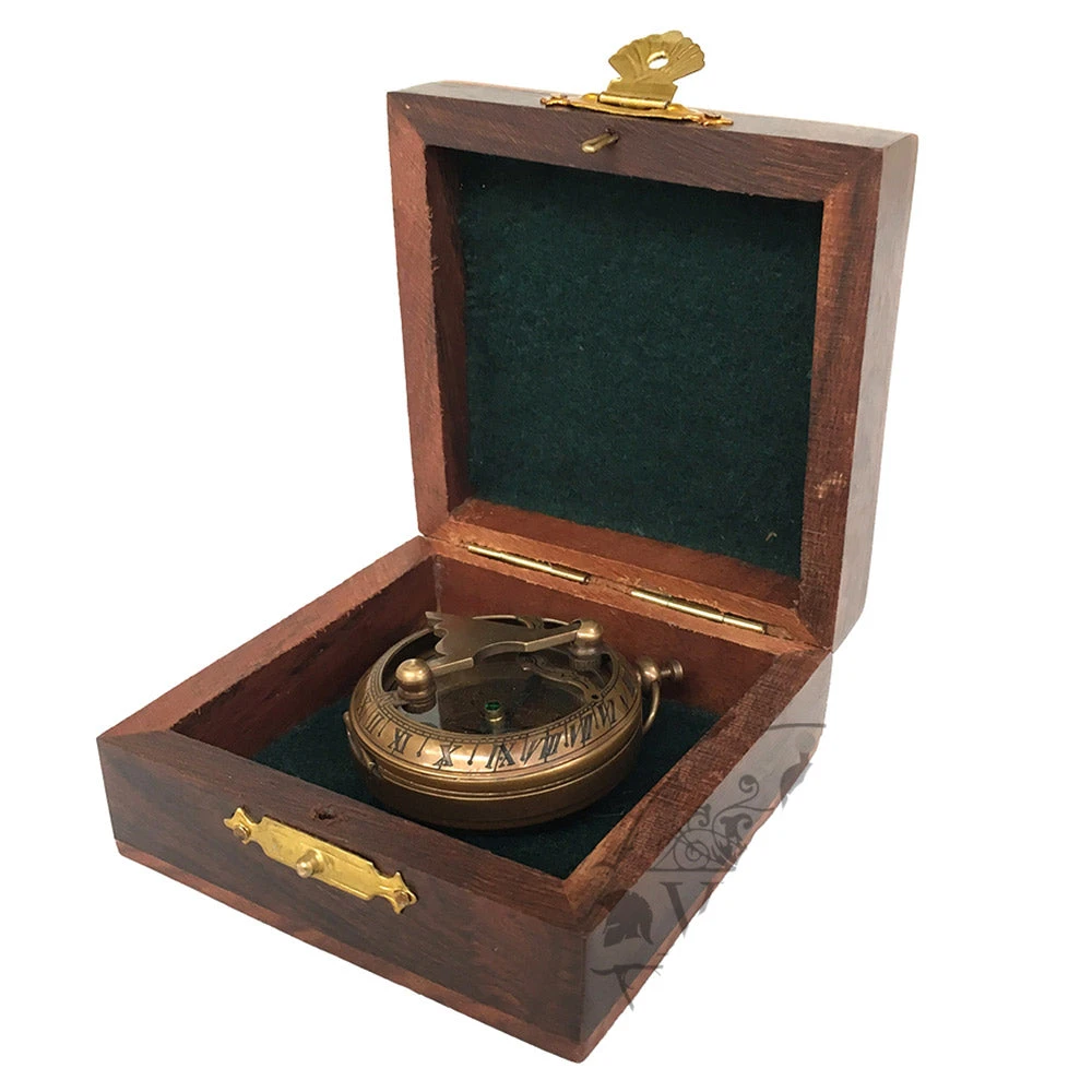 Vintage Nautical Nautical Brass Sundial Compass With Push Button | 2 Styles 3 Vintage Nautical Nautical Brass Sundial Compass With Push Button | 2 Styles