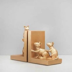 Gold Mouse Bookends Set | White Moose Office Gifts 7 Gold Mouse Bookends Set | White Moose Office Gifts