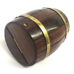 Vintage Nautical Wooden Wine Barrel Money Box - 2 Sizes!