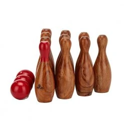 Jenjo BBQ Gifts Wooden Bowling Skittles Game