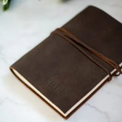 Yellow Octopus Personalised Office Gifts Personalised Charcoal Brown Leather Journal