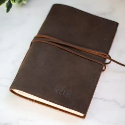 Yellow Octopus Personalised Office Gifts Personalised Charcoal Brown Leather Journal