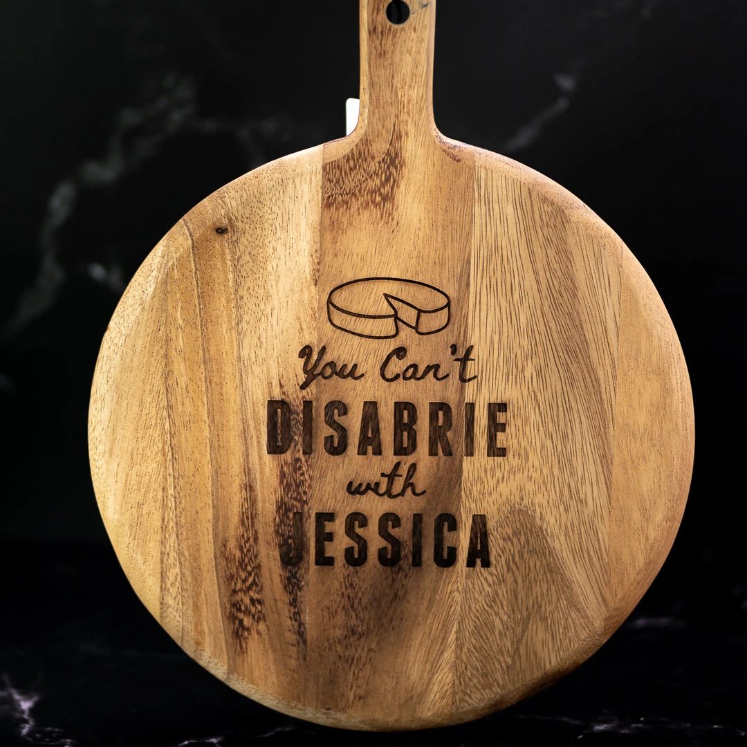 Yellow Octopus Personalised Personalised Round Paddle Serving Board - Funny Brie Quote 6 Yellow Octopus Personalised Personalised Round Paddle Serving Board - Funny Brie Quote